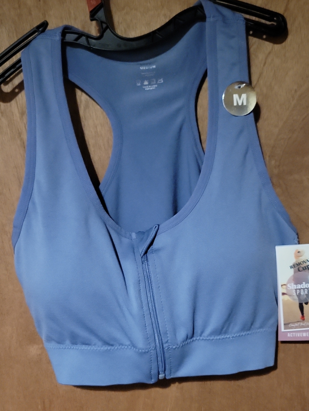 Shadow Sport Front-Zip Sports Bra - Blue, M